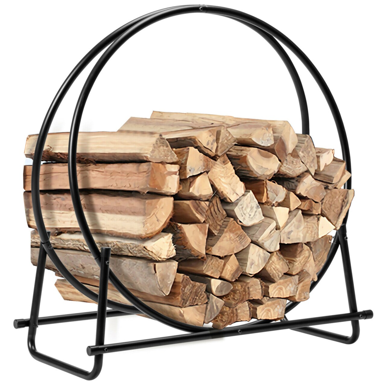 30 Tubular Steel Log Hoop Firewood Storage Rack Holder Round Display